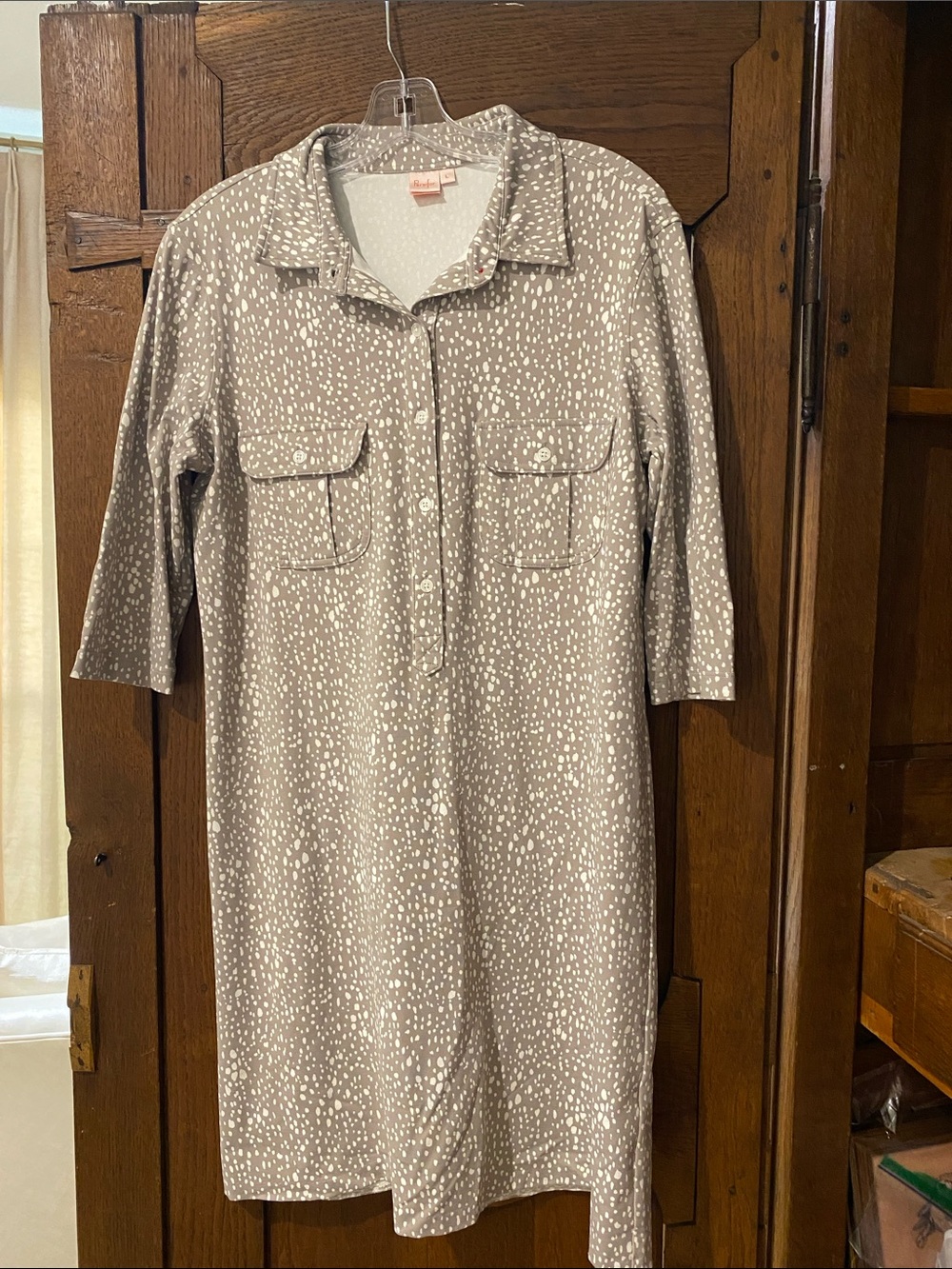 Persifor Taupe Dot Print Shirt Dress - Women